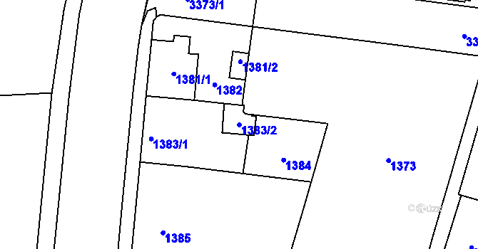 Parcela st. 1383/2 v KÚ Pelhřimov, Katastrální mapa