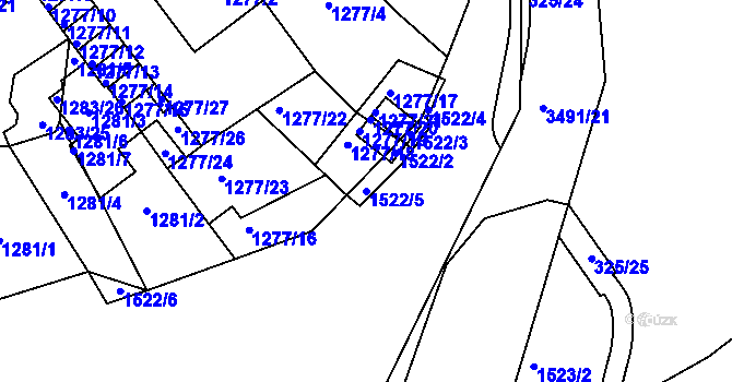 Parcela st. 1522/5 v KÚ Pelhřimov, Katastrální mapa