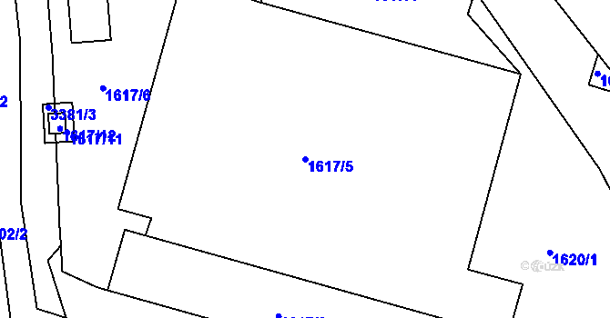 Parcela st. 1617/5 v KÚ Pelhřimov, Katastrální mapa