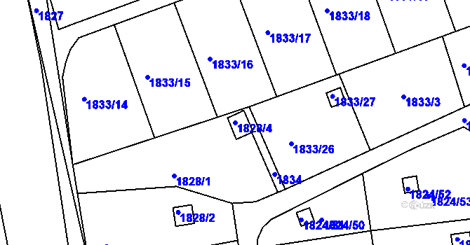 Parcela st. 1828/4 v KÚ Pelhřimov, Katastrální mapa