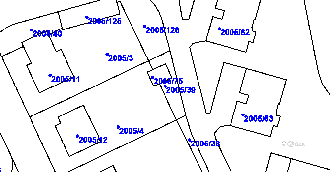 Parcela st. 2005/39 v KÚ Pelhřimov, Katastrální mapa