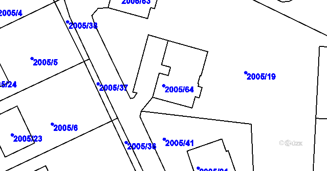 Parcela st. 2005/64 v KÚ Pelhřimov, Katastrální mapa
