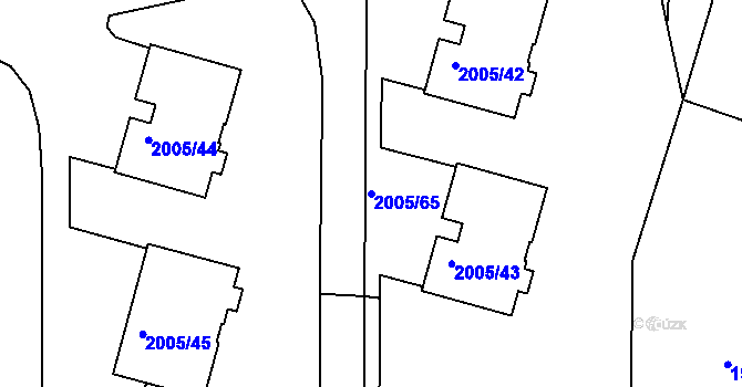 Parcela st. 2005/65 v KÚ Pelhřimov, Katastrální mapa