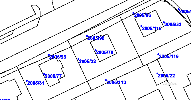 Parcela st. 2005/78 v KÚ Pelhřimov, Katastrální mapa