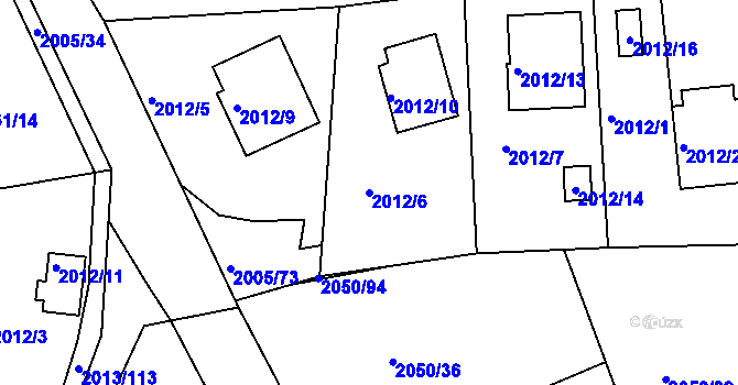 Parcela st. 2012/6 v KÚ Pelhřimov, Katastrální mapa