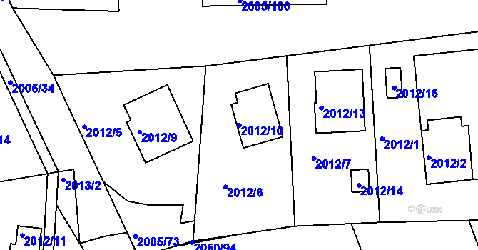 Parcela st. 2012/10 v KÚ Pelhřimov, Katastrální mapa