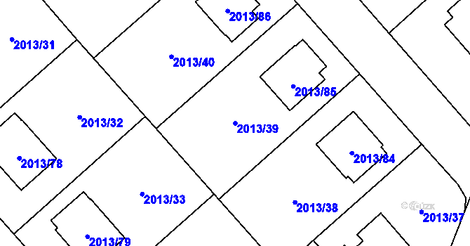 Parcela st. 2013/39 v KÚ Pelhřimov, Katastrální mapa