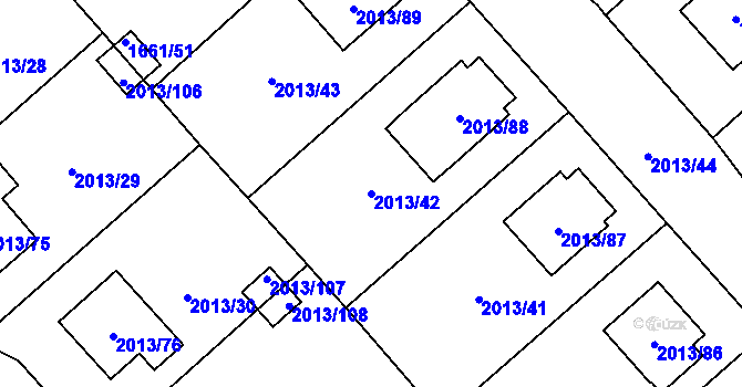 Parcela st. 2013/42 v KÚ Pelhřimov, Katastrální mapa