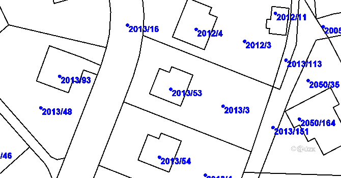 Parcela st. 2013/53 v KÚ Pelhřimov, Katastrální mapa