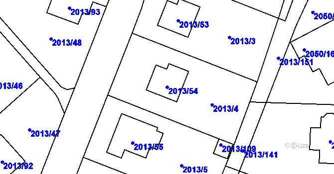 Parcela st. 2013/54 v KÚ Pelhřimov, Katastrální mapa
