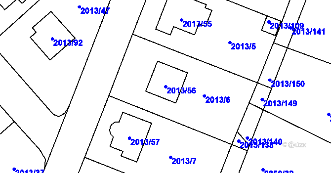 Parcela st. 2013/56 v KÚ Pelhřimov, Katastrální mapa