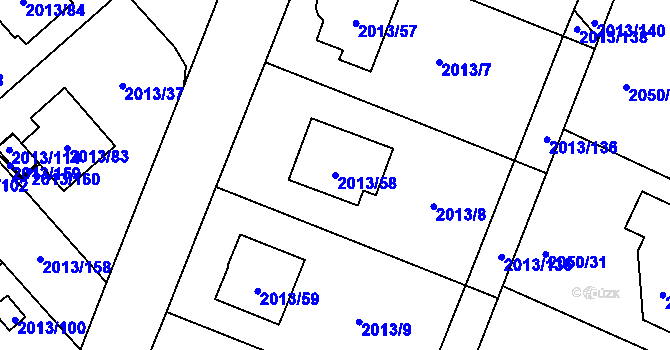 Parcela st. 2013/58 v KÚ Pelhřimov, Katastrální mapa