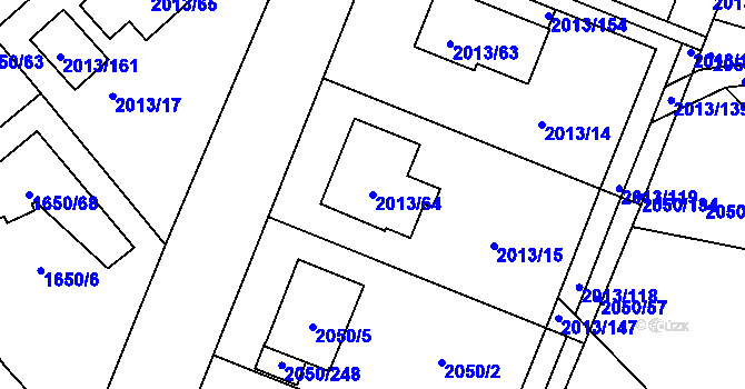 Parcela st. 2013/64 v KÚ Pelhřimov, Katastrální mapa