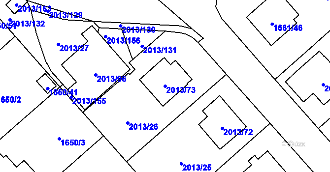 Parcela st. 2013/73 v KÚ Pelhřimov, Katastrální mapa