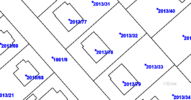 Parcela st. 2013/78 v KÚ Pelhřimov, Katastrální mapa