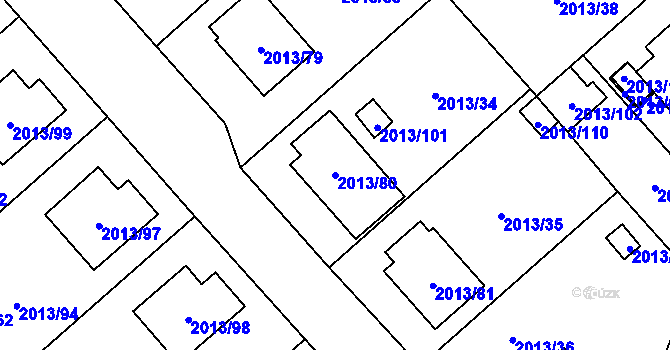 Parcela st. 2013/80 v KÚ Pelhřimov, Katastrální mapa