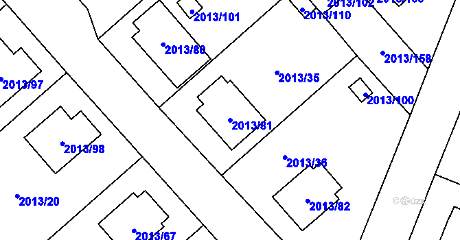 Parcela st. 2013/81 v KÚ Pelhřimov, Katastrální mapa