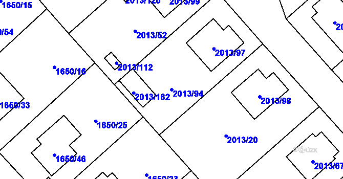 Parcela st. 2013/94 v KÚ Pelhřimov, Katastrální mapa