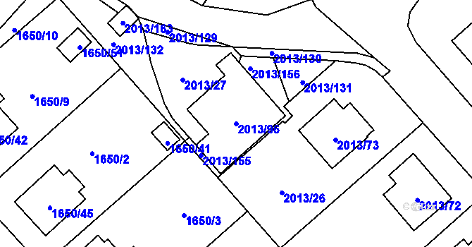Parcela st. 2013/96 v KÚ Pelhřimov, Katastrální mapa