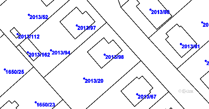 Parcela st. 2013/98 v KÚ Pelhřimov, Katastrální mapa