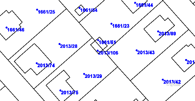 Parcela st. 2013/106 v KÚ Pelhřimov, Katastrální mapa