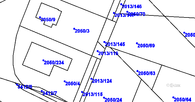 Parcela st. 2013/116 v KÚ Pelhřimov, Katastrální mapa