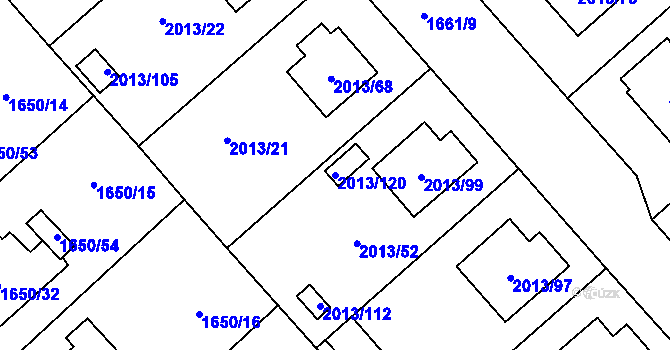 Parcela st. 2013/120 v KÚ Pelhřimov, Katastrální mapa