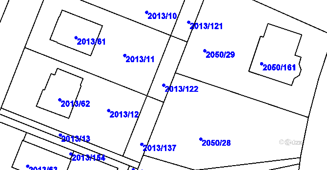 Parcela st. 2013/122 v KÚ Pelhřimov, Katastrální mapa