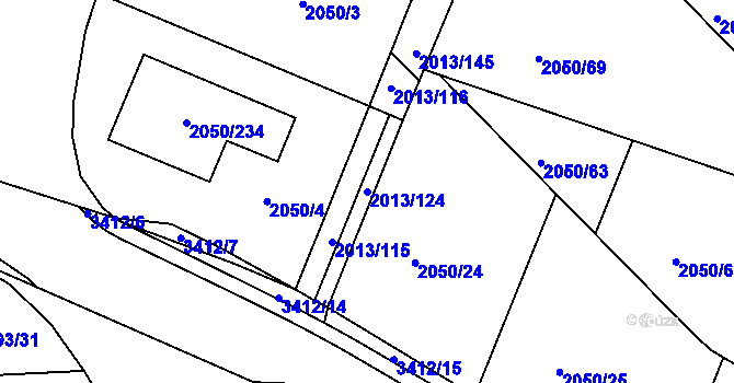 Parcela st. 2013/124 v KÚ Pelhřimov, Katastrální mapa