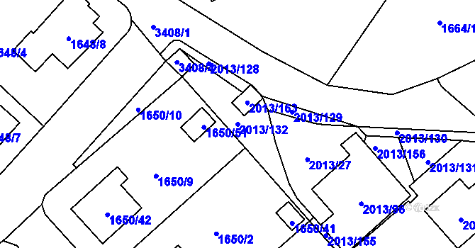 Parcela st. 2013/132 v KÚ Pelhřimov, Katastrální mapa