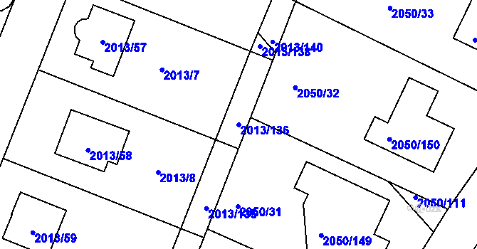 Parcela st. 2013/136 v KÚ Pelhřimov, Katastrální mapa