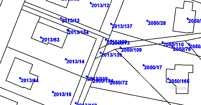 Parcela st. 2013/139 v KÚ Pelhřimov, Katastrální mapa