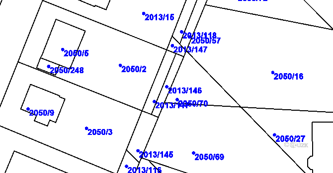 Parcela st. 2013/146 v KÚ Pelhřimov, Katastrální mapa