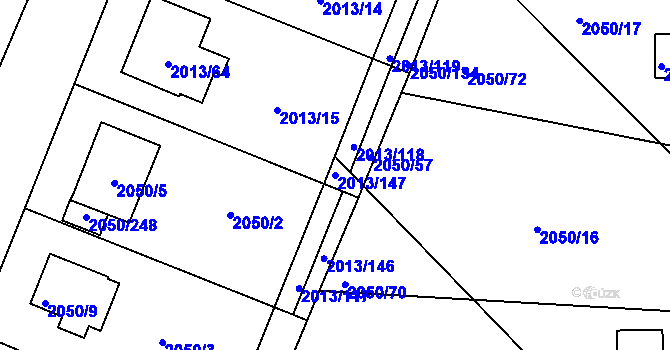 Parcela st. 2013/147 v KÚ Pelhřimov, Katastrální mapa