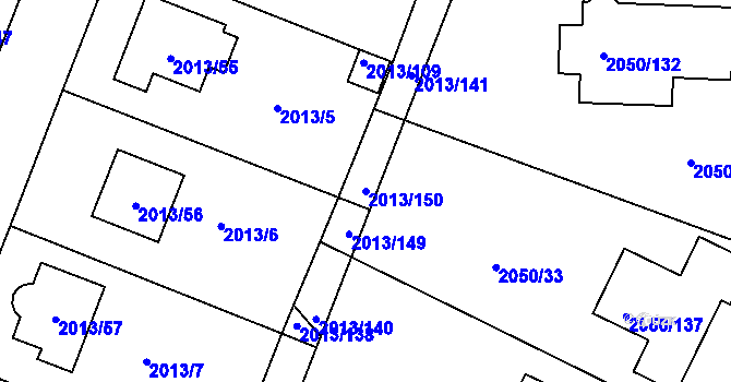 Parcela st. 2013/150 v KÚ Pelhřimov, Katastrální mapa