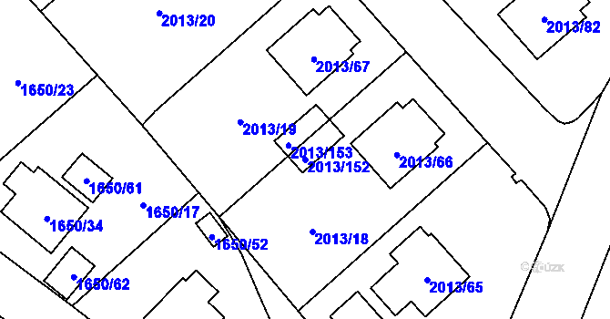 Parcela st. 2013/152 v KÚ Pelhřimov, Katastrální mapa