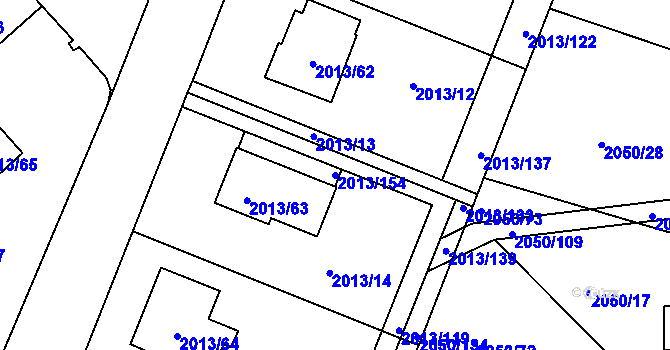 Parcela st. 2013/154 v KÚ Pelhřimov, Katastrální mapa