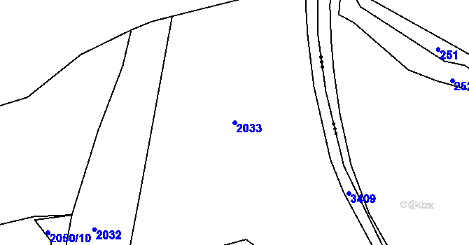 Parcela st. 2033 v KÚ Pelhřimov, Katastrální mapa