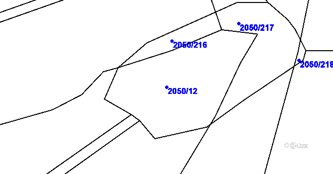 Parcela st. 2050/12 v KÚ Pelhřimov, Katastrální mapa