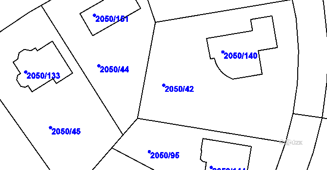 Parcela st. 2050/42 v KÚ Pelhřimov, Katastrální mapa