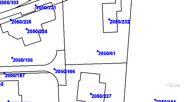 Parcela st. 2050/61 v KÚ Pelhřimov, Katastrální mapa