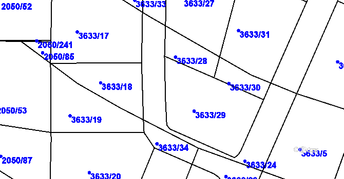 Parcela st. 2050/62 v KÚ Pelhřimov, Katastrální mapa