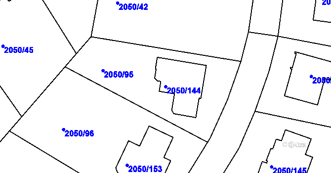 Parcela st. 2050/144 v KÚ Pelhřimov, Katastrální mapa