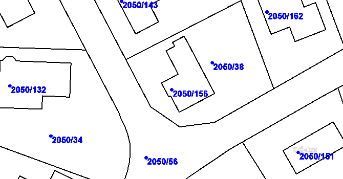 Parcela st. 2050/156 v KÚ Pelhřimov, Katastrální mapa