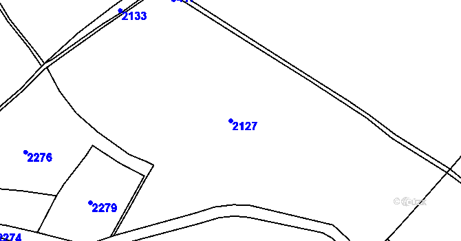 Parcela st. 2127 v KÚ Pelhřimov, Katastrální mapa