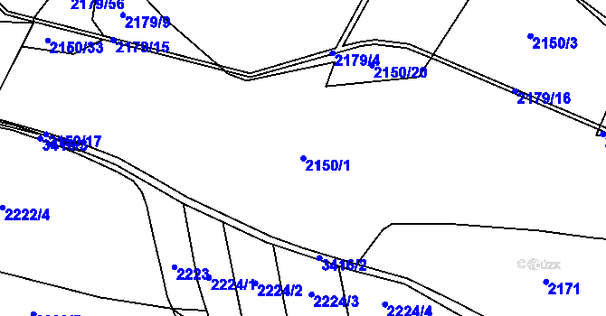 Parcela st. 2150/1 v KÚ Pelhřimov, Katastrální mapa
