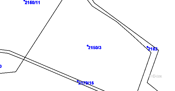 Parcela st. 2150/3 v KÚ Pelhřimov, Katastrální mapa