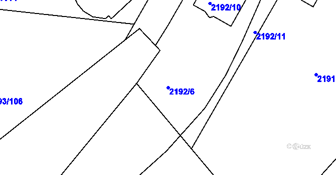 Parcela st. 2192/6 v KÚ Pelhřimov, Katastrální mapa