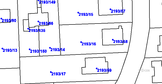 Parcela st. 2193/16 v KÚ Pelhřimov, Katastrální mapa