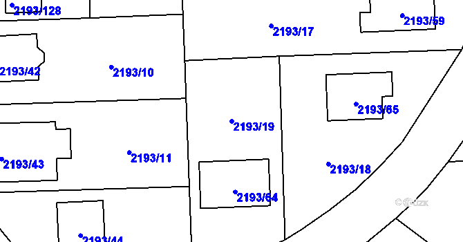 Parcela st. 2193/19 v KÚ Pelhřimov, Katastrální mapa